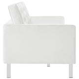 Mesa Tufted Vegan Leather Sofa in Silver White