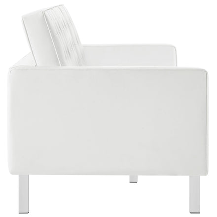 Loft Tufted Vegan Leather Sofa in Silver White