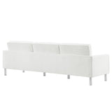 Mesa Tufted Vegan Leather Sofa in Silver White