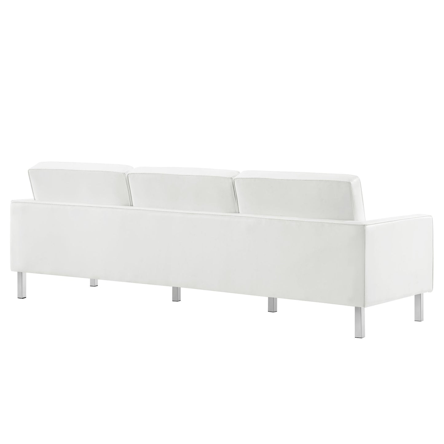 Mesa 2-Piece Tufted Vegan Leather Furniture Set in Silver White