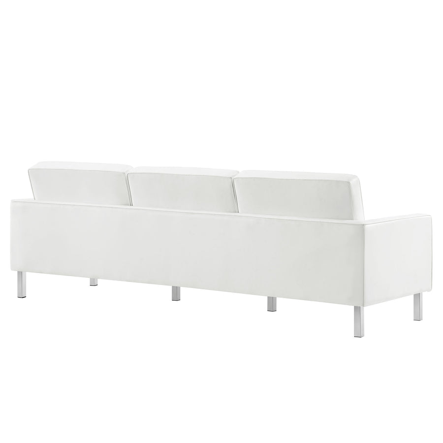 Mesa 2-Piece Tufted Vegan Leather Furniture Set in Silver White