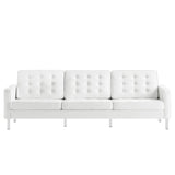 Mesa 2-Piece Tufted Vegan Leather Furniture Set in Silver White