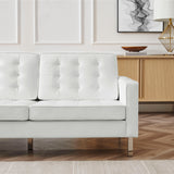 Mesa Tufted Vegan Leather Sofa in Silver White