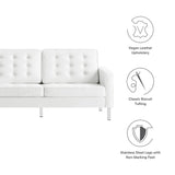 Mesa Tufted Vegan Leather Sofa in Silver White