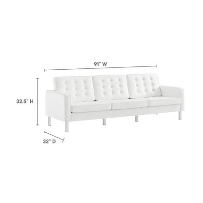 Loft Tufted Vegan Leather Sofa by Furniture for America