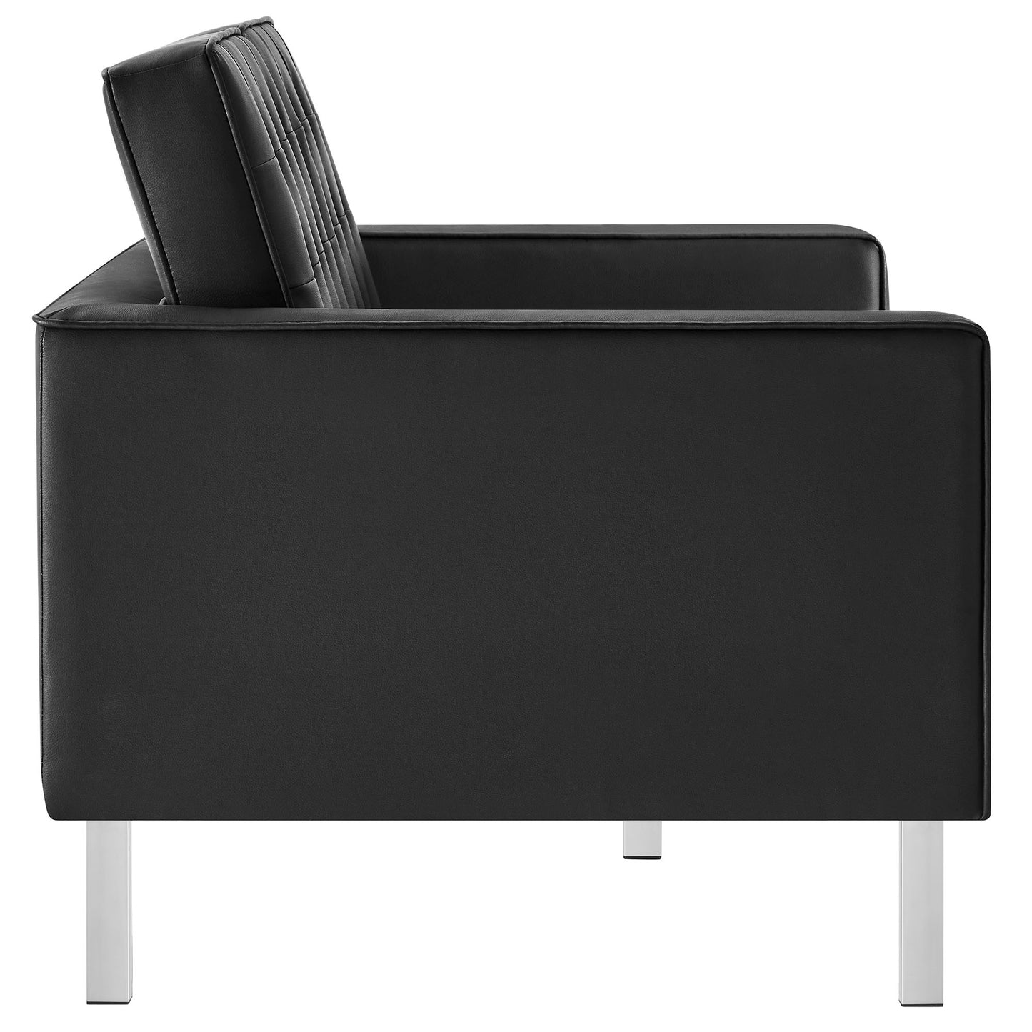 Mesa Tufted Vegan Leather Loveseat in Silver Black