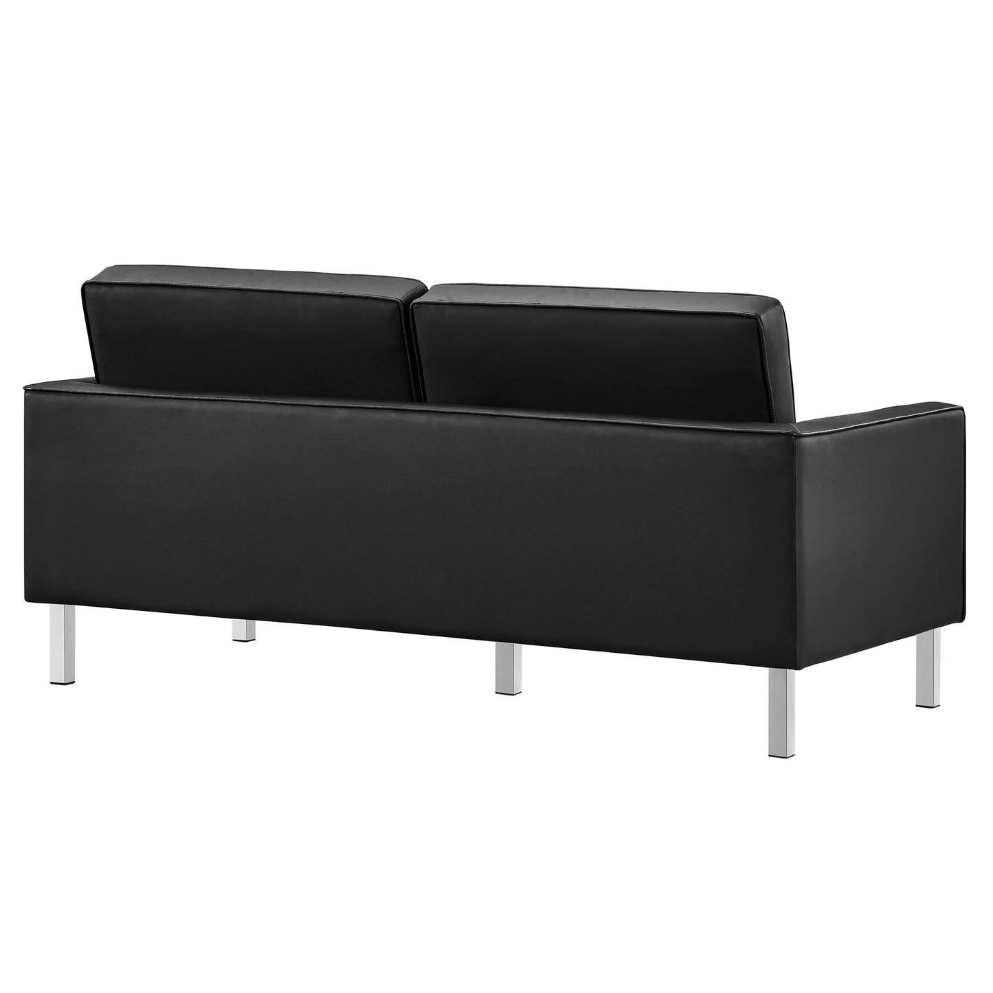 Mesa Tufted Vegan Leather Loveseat in Silver Black