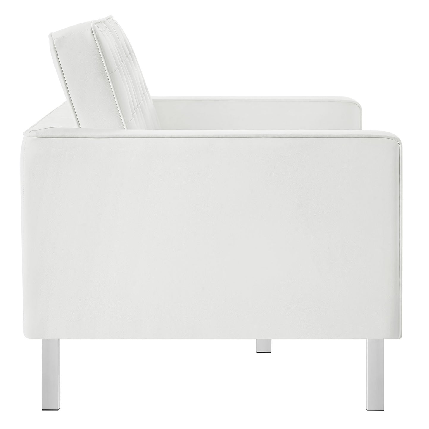 Mesa Tufted Vegan Leather Loveseat in Silver White