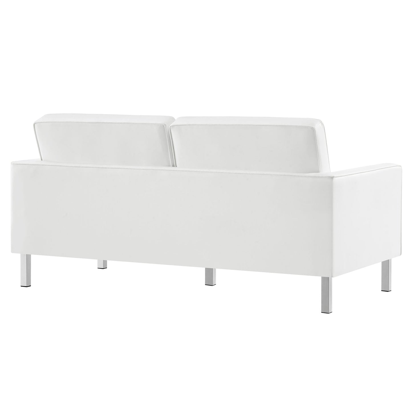 Mesa Tufted Vegan Leather Loveseat in Silver White