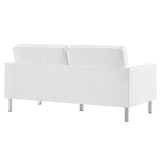 Mesa Tufted Vegan Leather Loveseat in Silver White