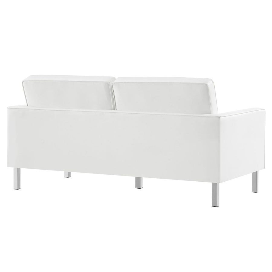 Mesa 2-Piece Tufted Vegan Leather Furniture Set in Silver White