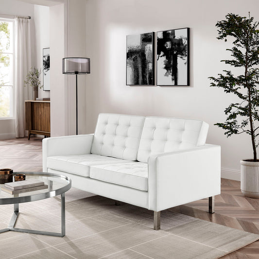 Loft Tufted Vegan Leather Loveseat by Furniture for America