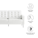 Mesa Tufted Vegan Leather Loveseat in Silver White