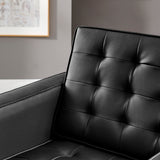 Mesa Tufted Vegan Leather Armchair in Silver Black