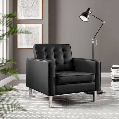 Loft Tufted Vegan Leather Armchair by Furniture For America