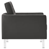 Mesa 3-Piece Tufted Vegan Leather Furniture Set in Silver Gray