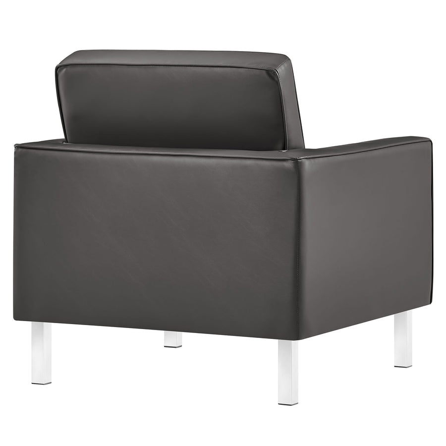 Mesa Tufted Vegan Leather Armchair in Silver Gray