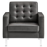 Mesa Tufted Vegan Leather Armchairs Set of 2 in Silver Gray