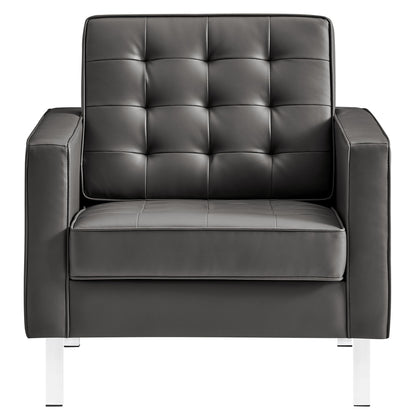Loft Tufted Vegan Leather Armchairs Set of 2 by Furniture For America