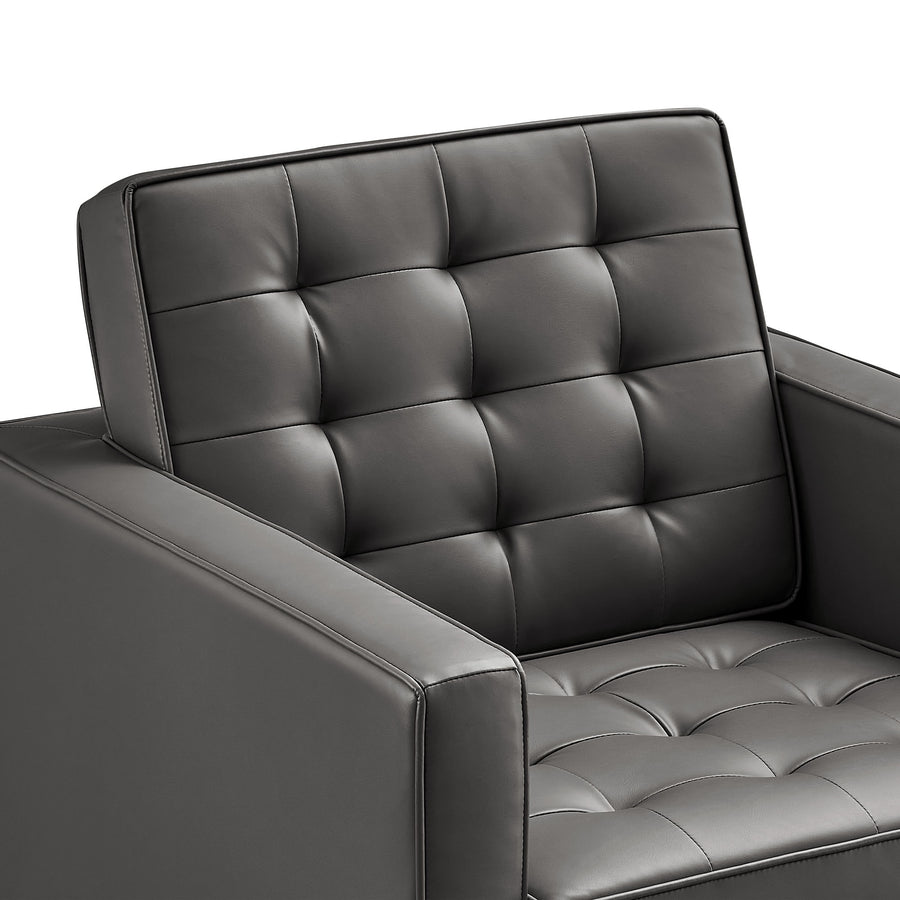 Mesa Tufted Vegan Leather Armchair in Silver Gray