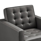 Mesa Tufted Vegan Leather Armchairs Set of 2 in Silver Gray