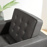 Mesa Tufted Vegan Leather Armchair in Silver Gray