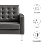 Mesa Tufted Vegan Leather Armchair in Silver Gray