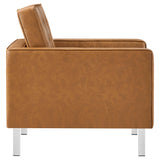 Mesa Tufted Vegan Leather Armchair in Silver Tan