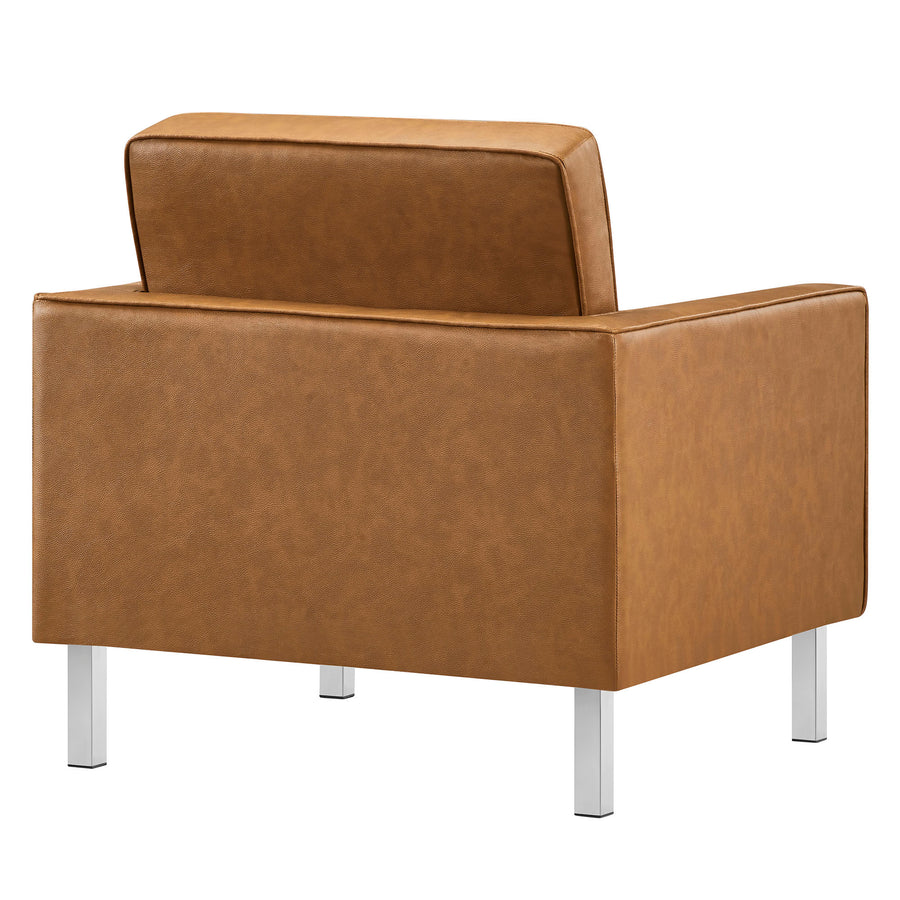 Mesa Tufted Vegan Leather Armchair in Silver Tan
