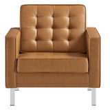 Mesa Tufted Vegan Leather Armchair in Silver Tan