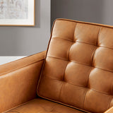 Mesa Tufted Vegan Leather Armchair in Silver Tan