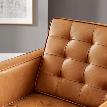 Loft Tufted Vegan Leather Armchair in Silver Tan