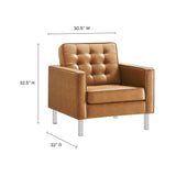 Mesa Tufted Vegan Leather Armchair in Silver Tan