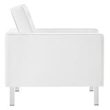 Mesa Tufted Vegan Leather Armchair in Silver White