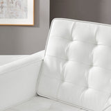 Mesa Tufted Vegan Leather Armchair in Silver White