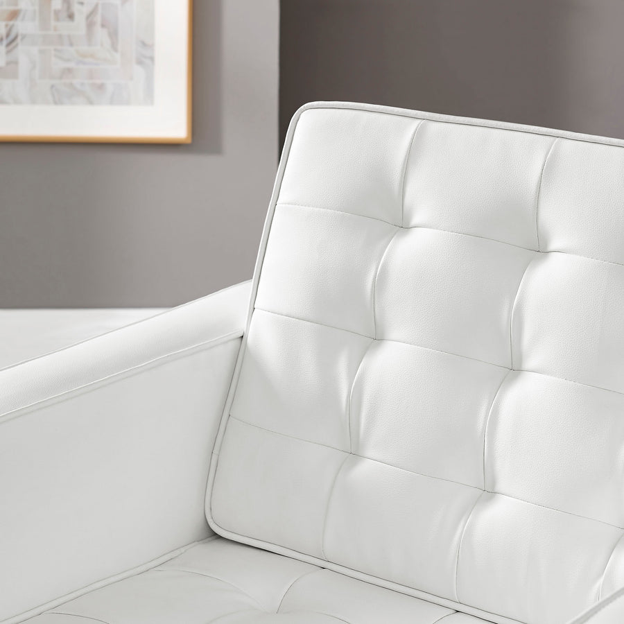 Mesa Tufted Vegan Leather Armchair in Silver White