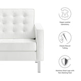 Mesa Tufted Vegan Leather Armchair in Silver White