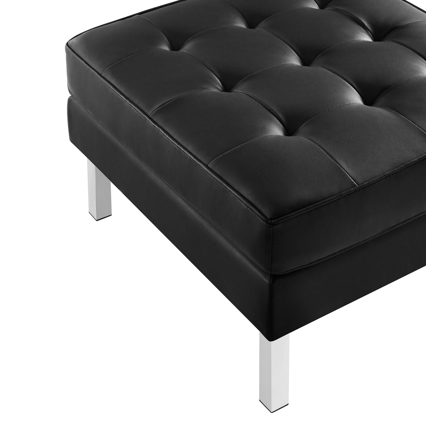 Loft Tufted Vegan Leather Ottoman by Furniture For America