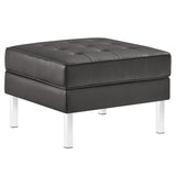 Mesa Tufted Vegan Leather Ottoman in Silver Gray