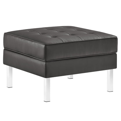 Loft Tufted Vegan Leather Armchair and Ottoman Set by Furniture For America