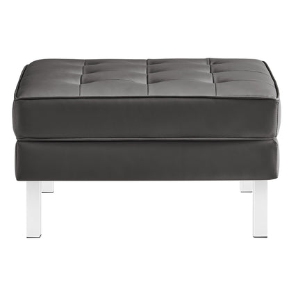 Loft Tufted Vegan Leather Sofa and Ottoman Set by Furniture For America