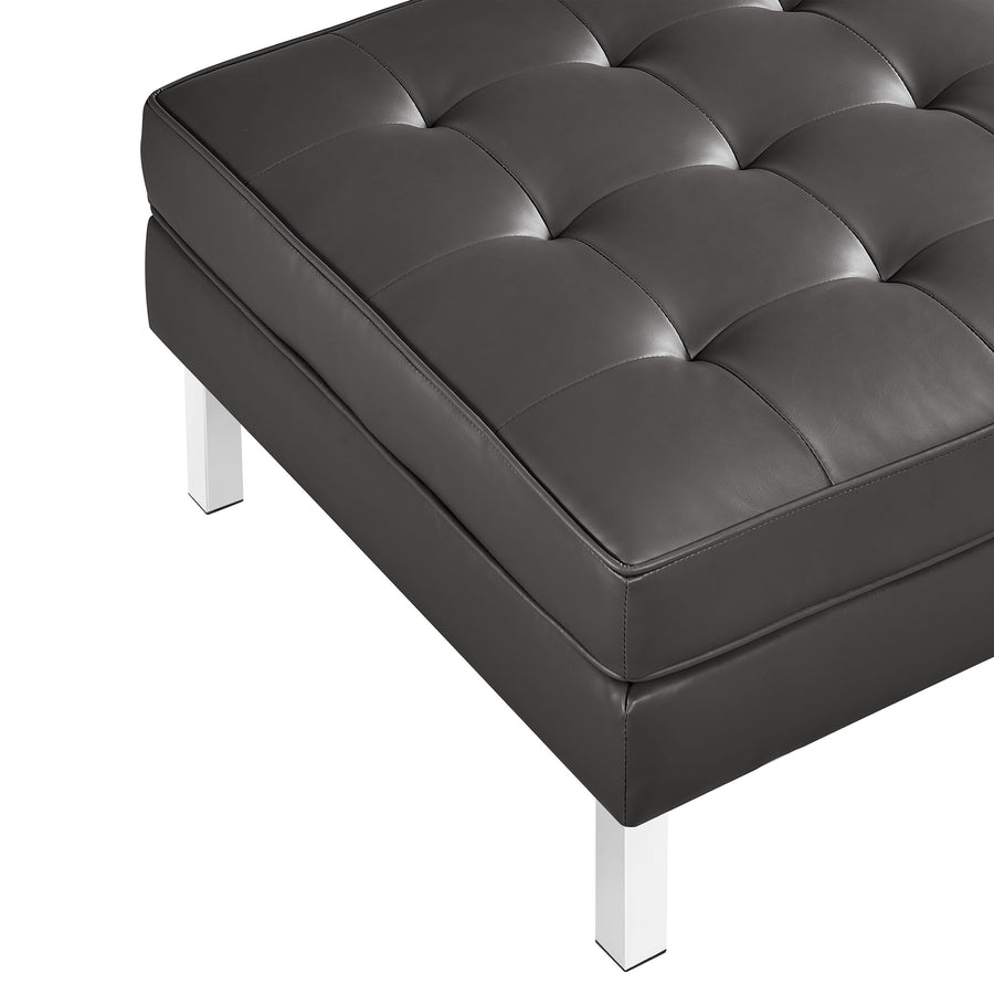 Mesa Tufted Vegan Leather Sofa and Ottoman Set in Silver Gray