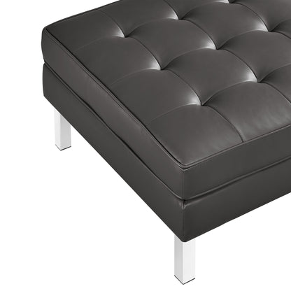 Loft Tufted Vegan Leather Sofa and Ottoman Set by Furniture For America