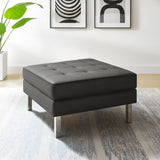 Mesa Tufted Vegan Leather Ottoman in Silver Gray