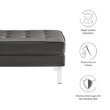 Mesa Tufted Vegan Leather Ottoman in Silver Gray