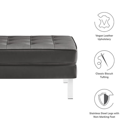 Loft Tufted Vegan Leather Ottoman by Furniture For America