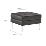 Mesa Tufted Vegan Leather Ottoman in Silver Gray