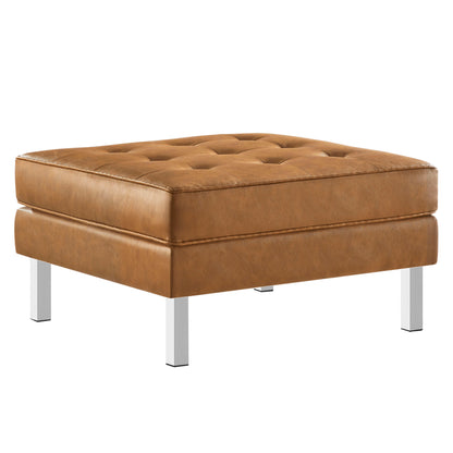 Loft Tufted Vegan Leather Ottoman by Furniture For America