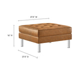 Mesa Tufted Vegan Leather Ottoman in Silver Tan