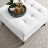 Mesa Tufted Vegan Leather Ottoman in Silver White